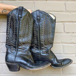 Black Leather Cowboy Boots